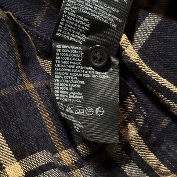 H&M Medium Mens Blue Plaid Button Down Shirt - Picture 4 of 5